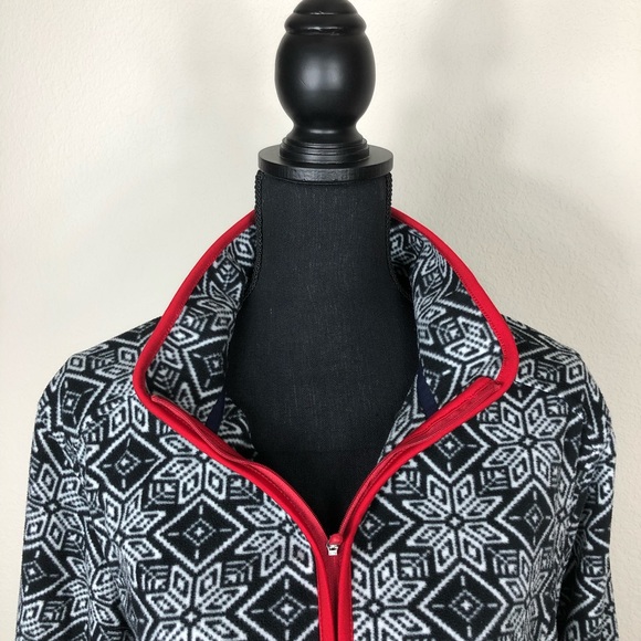 Lands' End Jackets & Blazers - Land’s End | Snowflake Black White Fleece